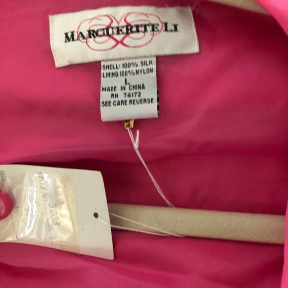 Marguerite Li Pink 100% Silk Hooded Drawstring Anorak Jacket Size L - Picture 5 of 5